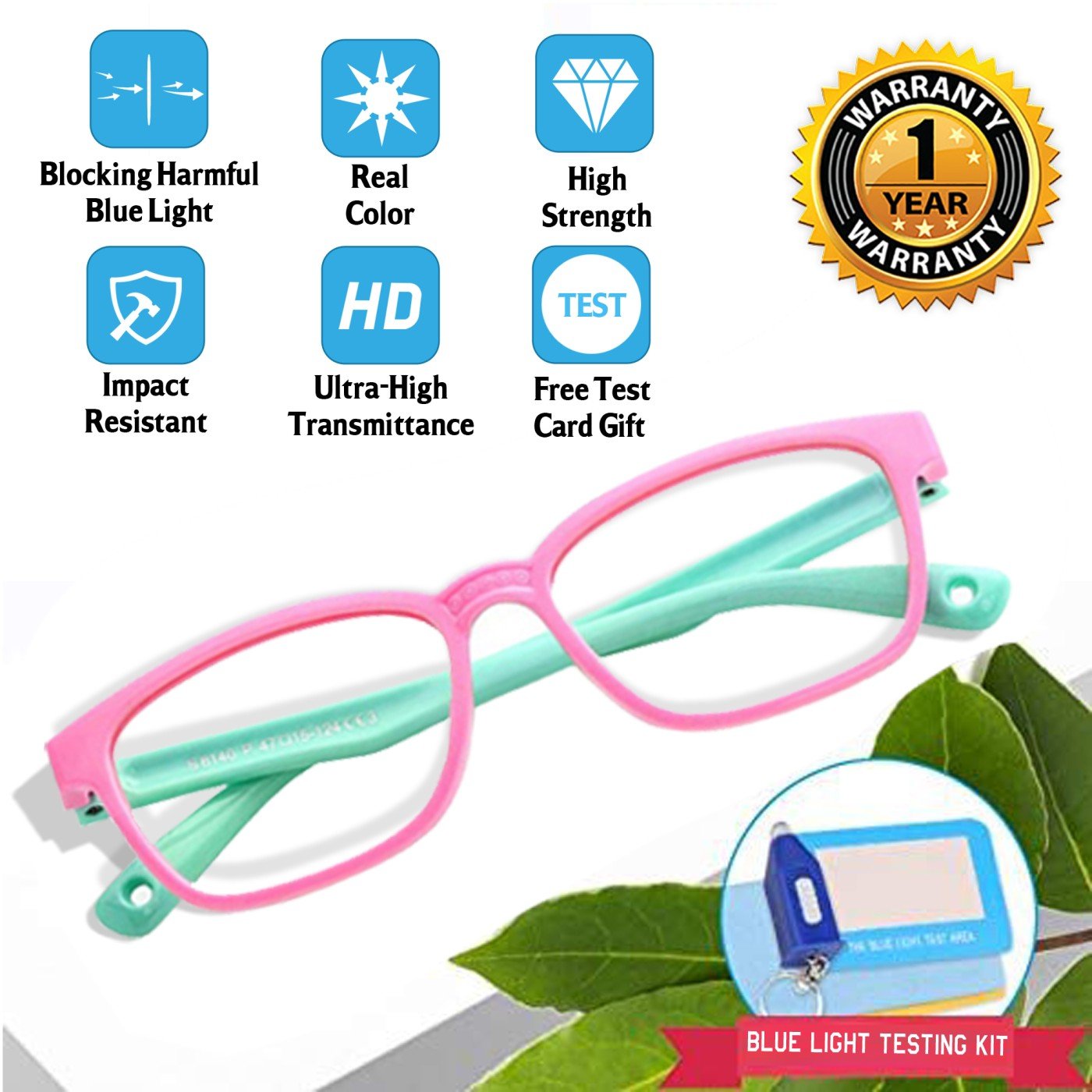 Blue Light Blocking, Anti Eyestrain, UV400 Protector Eye Glasses for Boys and Girls - Age 1 To 16 Years