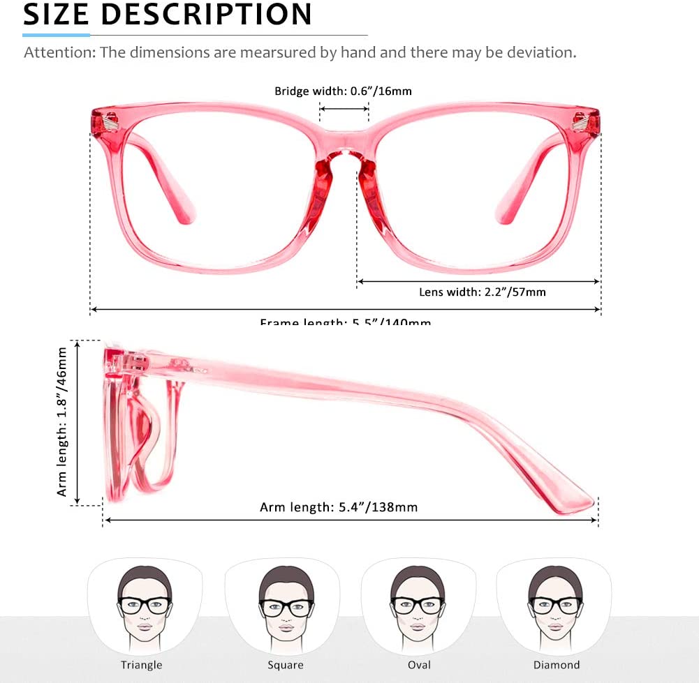 Blue Light Blocking Glass for Adults, Anti Eyestrain, UV400 Protector Glasses for Adults (Zero Power)