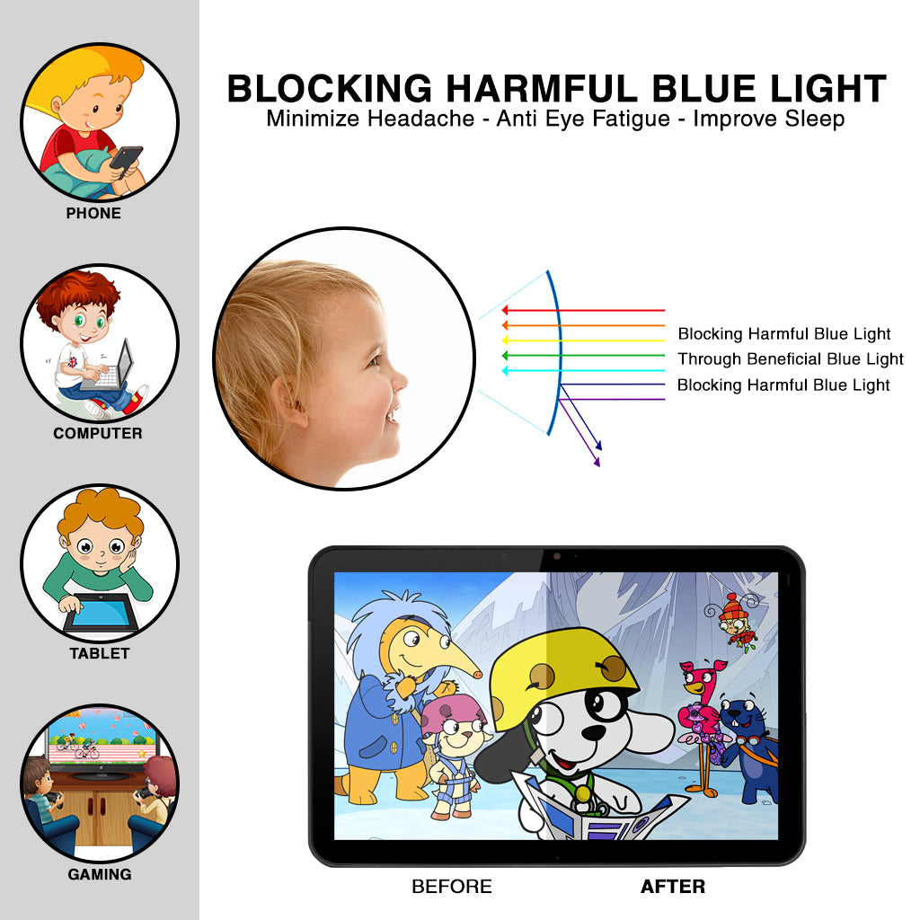 Blue Light Blocking, Anti Eyestrain, UV400 Protector Eye Glasses for Boys and Girls - Age 1 To 16 Years